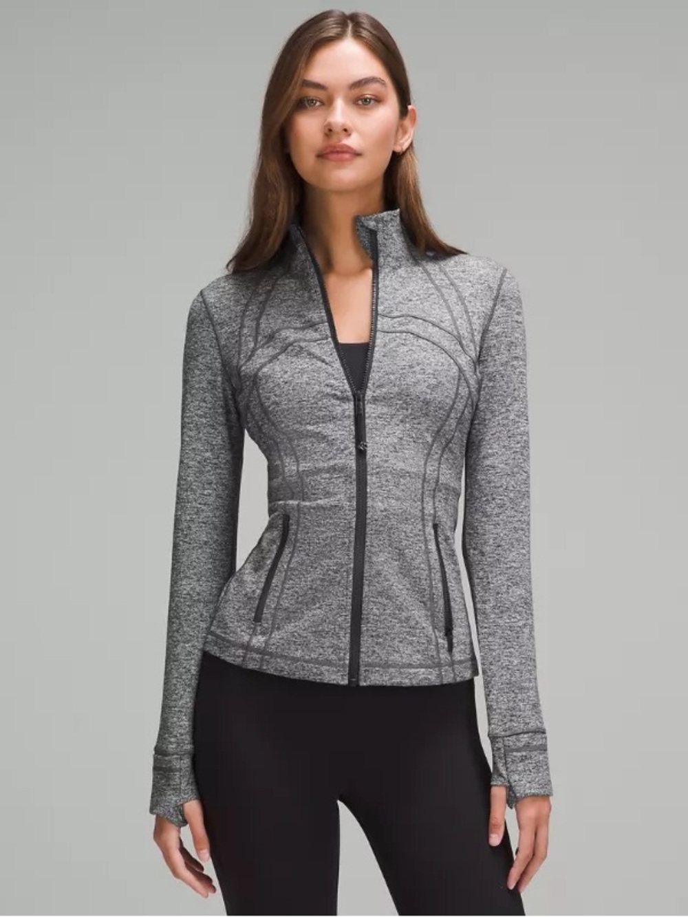 lululemon athletica Heathered Gray Zip-Up Athletic Jacket